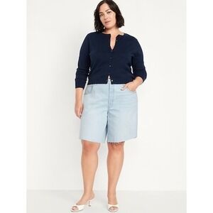 NWT Old Navy Women's‎ Baggy Light Wash Denim Shorts Distressed Raw Hem Size 20